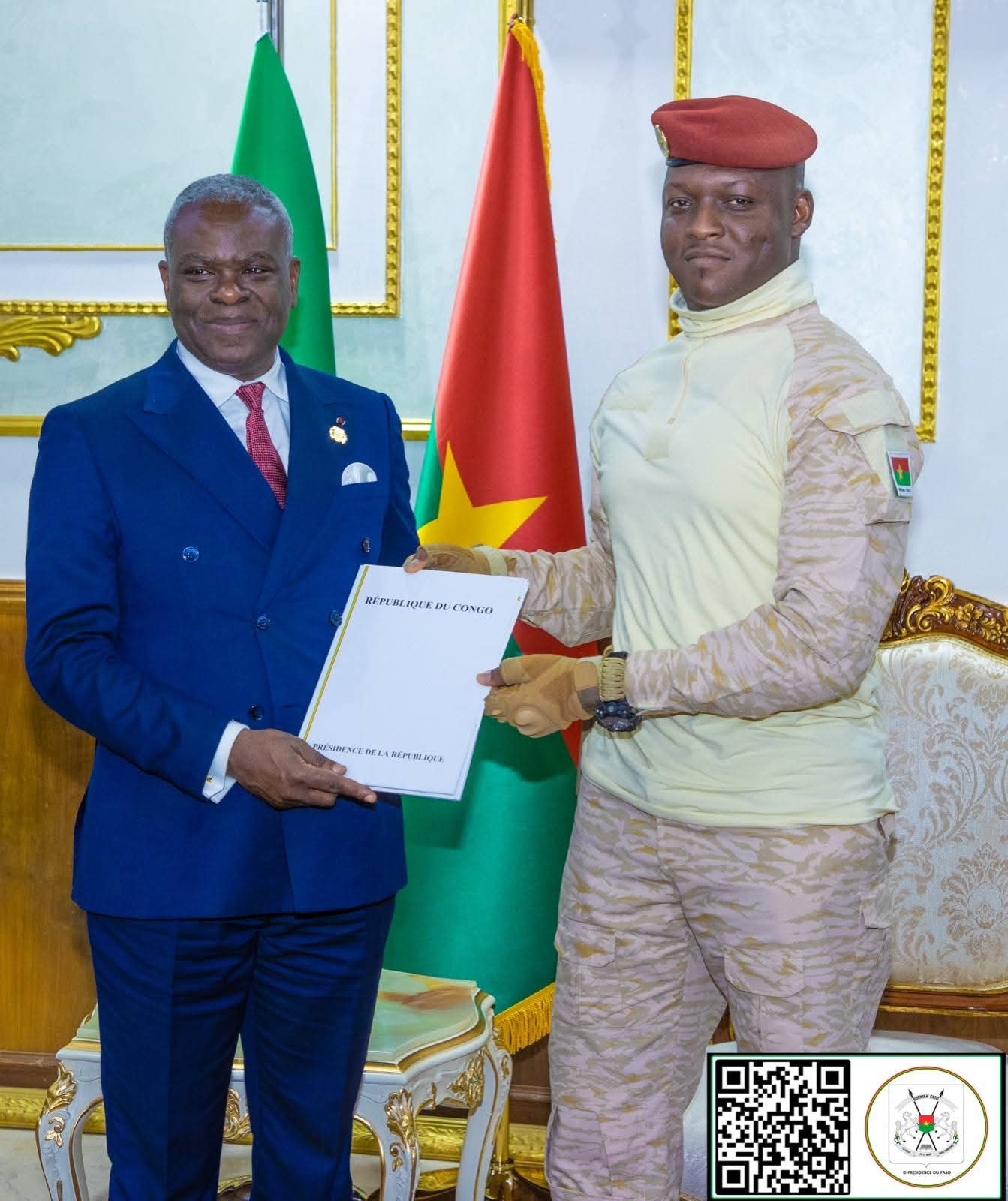 Burkina : Les autorités congolaises saluent « l’engagement, le dynamisme et la combativité du Président du Faso »